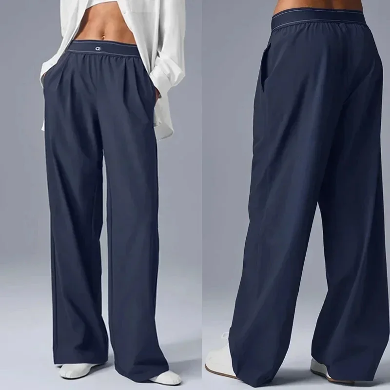 

AL Navy Blue Sweatpants Women Elastic Waist Loose Sports Fitness Casual Pants for Women Breathable Quick Drying Black Yoga Pants