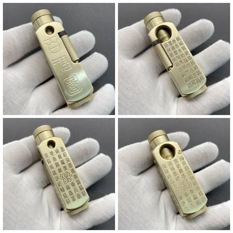 Elegant collectible handmade quality original copper fine carving high-end brass irregular classic lighter