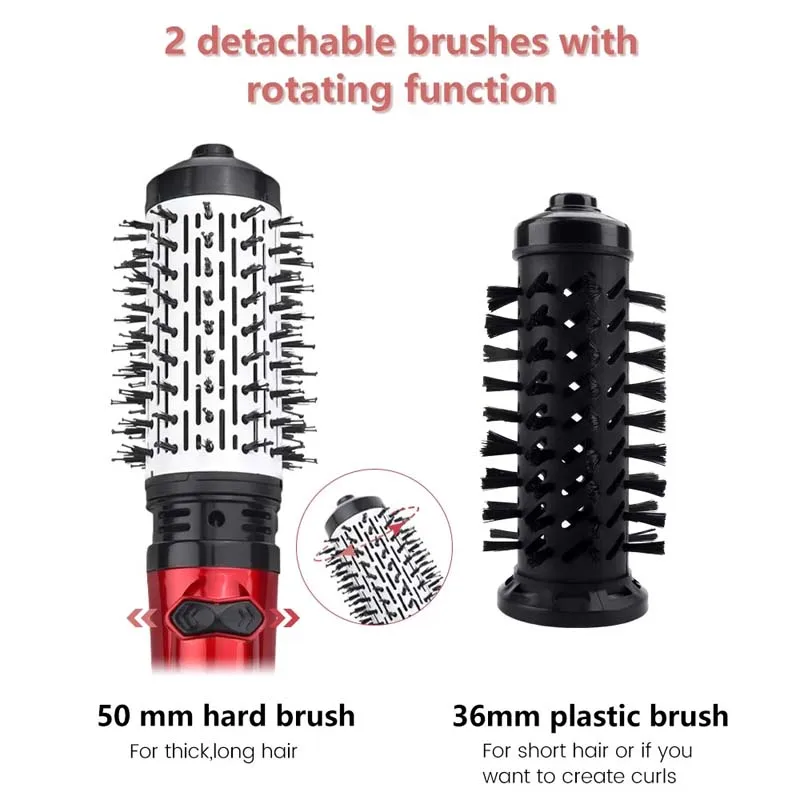 2-in-1 rotierende elektrische Haarglätterbürste Lockenwickler Trockner Bürste Heißluftkamm Negativ-Ionen-Haarstyler-Kamm – Detail 6