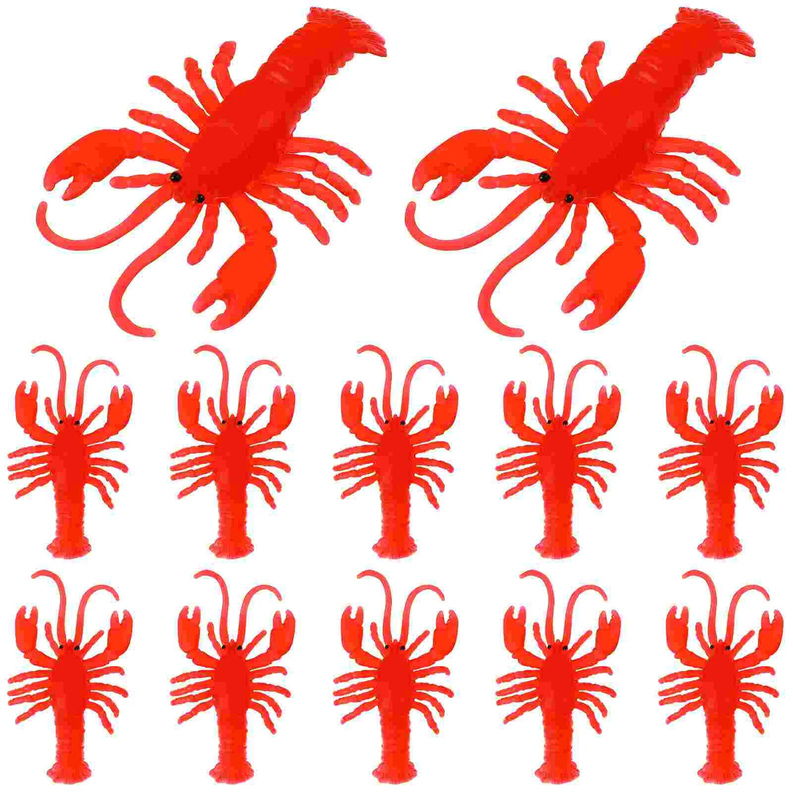 12 Pcs Toy Simulated Crayfish Aquarium Ornament Lobster Ornaments Crawfish Toys Cartoon Marine Animal Rubber Soft