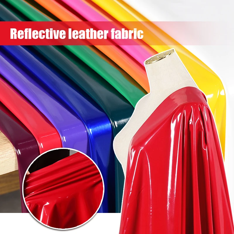 Glossy Elastic PU Leather Soft PVC Mirror Faux Leather for Sewing Sexy Tight Trousers Dress Clothes Stage Costume DIY Material