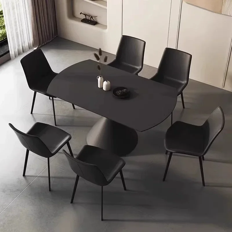 

Black Board Dining Table Household Square Round Circular Dual-purpose Rotating Telescopic Circular Mesas De Comedor Furniture