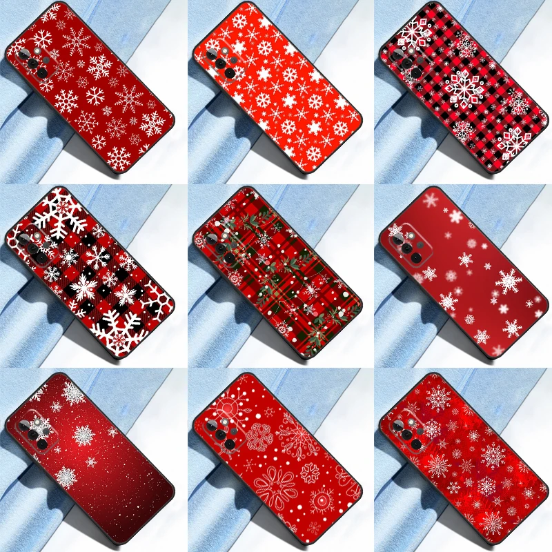 Winter Snowflakes Red Case For Samsung Galaxy A14 A34 A54 A23 A13 A33 A53 A73 A51 A71 A12 A22 A52 A32 Cover