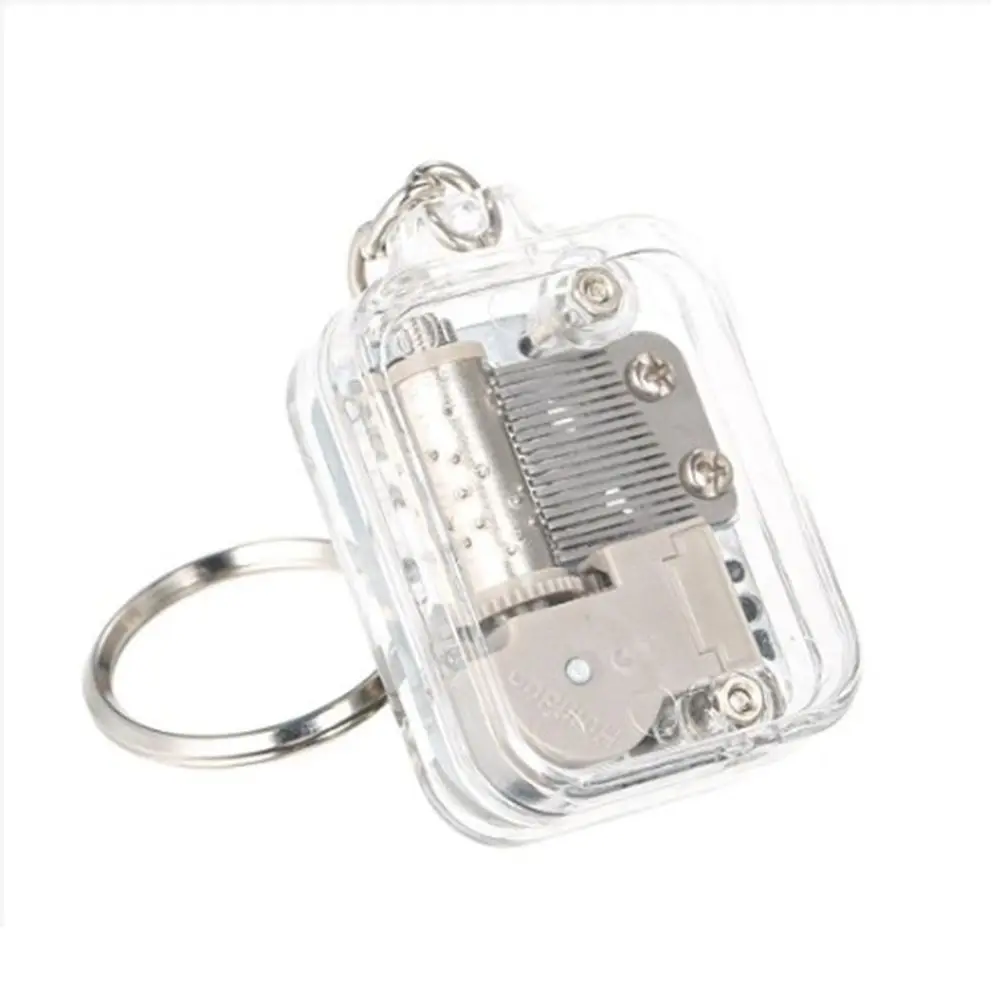 New Portable Handy Crank Music Box Musical Instrument Mechanical Movement Keychain