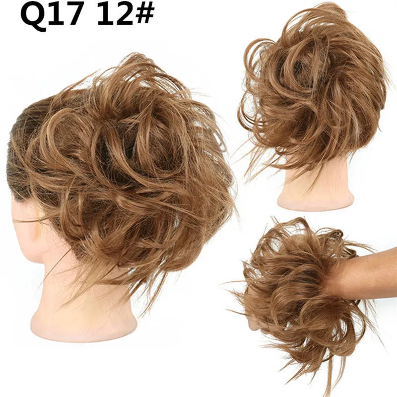 Synthetischer, unordentlicher, flauschiger Haarknoten, zerzaustes Haarteil, elastisches Band, Chignon, Haargummi, Pferdeschwanz-Erweiterungen, Haarschleife für Frauen – Detail 9