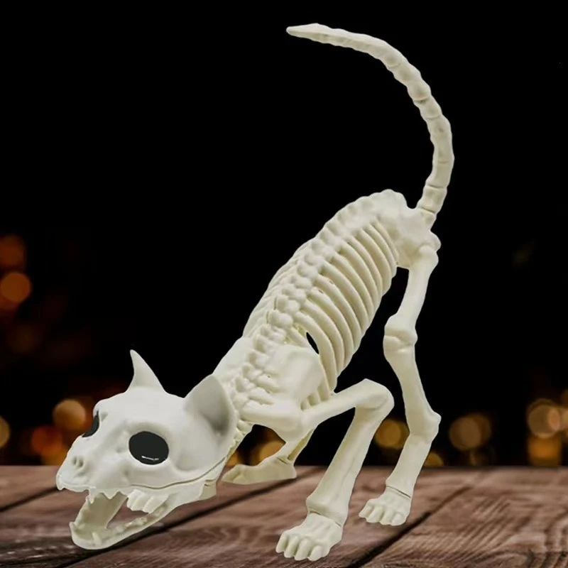 Halloween-Tierskelett-Modell: Katze und Maus, Gruselige Halloween-Dekoration, Requisiten für Geisterhäuser – Detail 9