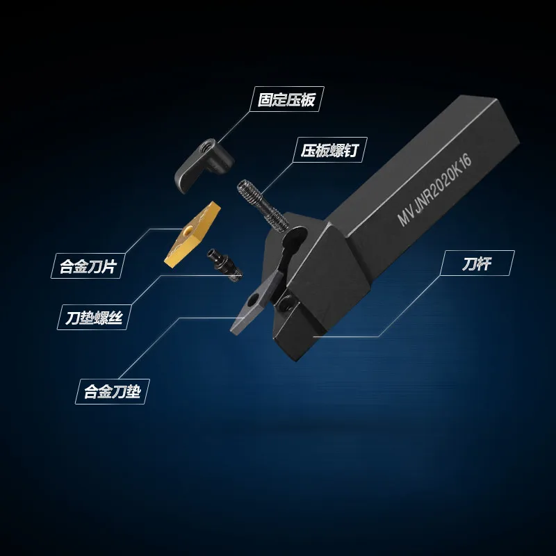 MVJNR2020K16 MVJNR1616K16 MVJNR2525M16 External Turning Tool Holder VNMG Carbide Inserts MVJNR Lathe Cutting Tools Set 1pcs