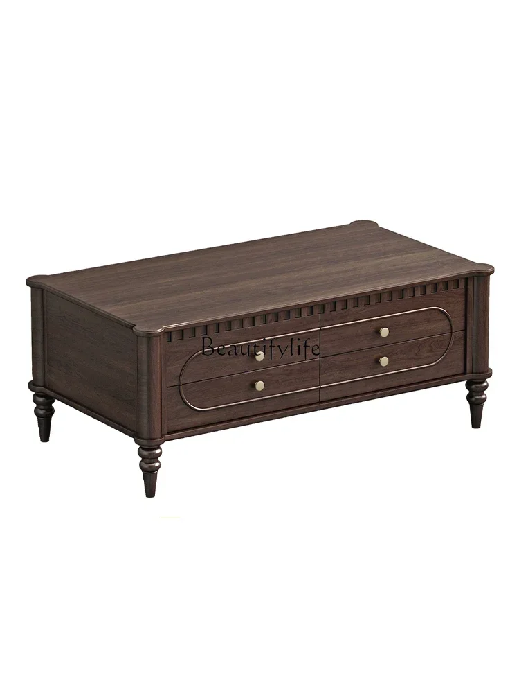 

LD33American rural pure solid wood coffee table retro style light luxury small apartment living room log French tea table