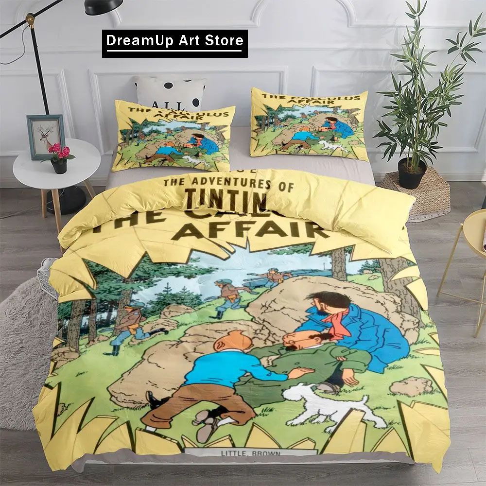 3D Print Fashion T-Tintin Adventure Tales Children Duvet Cover Set King Queen Double Twin Single Bed Linen Set