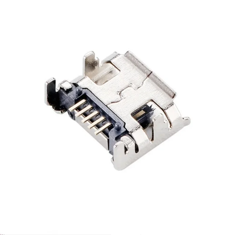 100Pcs Micro USB Type B 5 Pin Female Socket Connector SMD 4 Legs 90 Degree  for Table Mobile Phone DIY Accessories