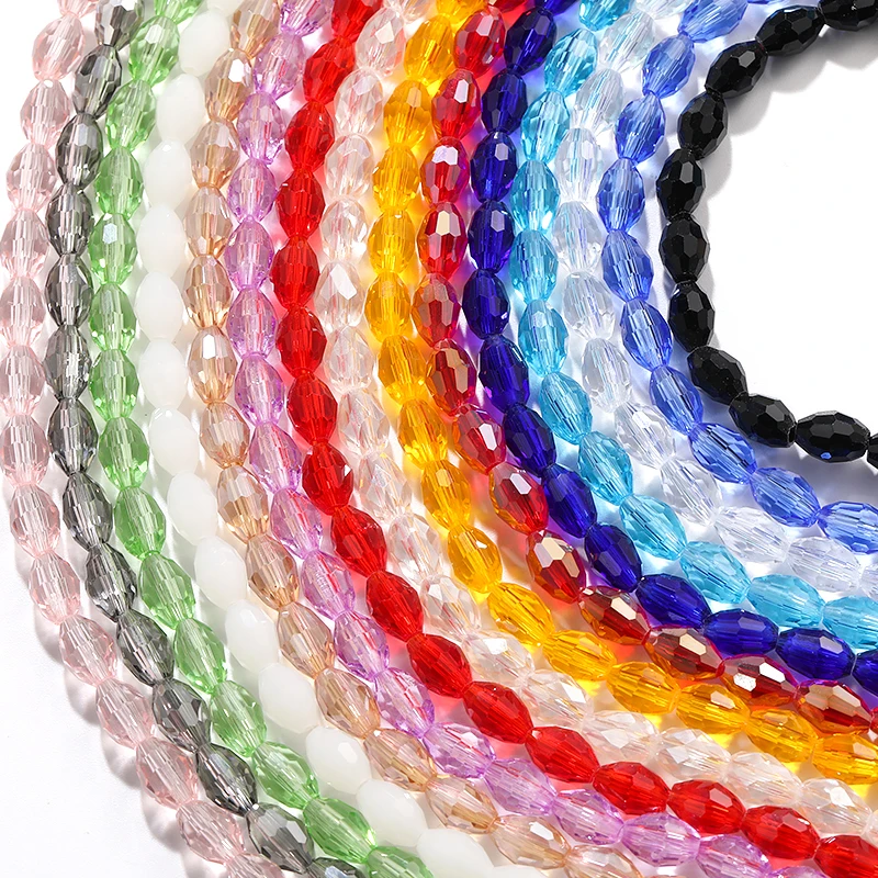 6x8mm Olive Beads Chain Glass Crystal Sew on Jewelery Rhinestone for Necklace Accessories Needlework Handmade DIY Decoration