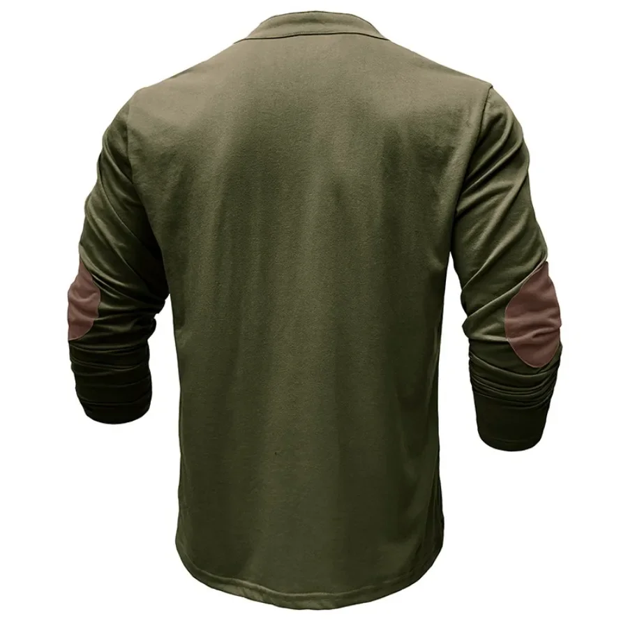 New Men's Lace-up T-shirts Slim Fit V-neck Long Sleeve Sport Tops Muscle Solid Casual Tops Henley-shirt Fashion Retro Basic Tees