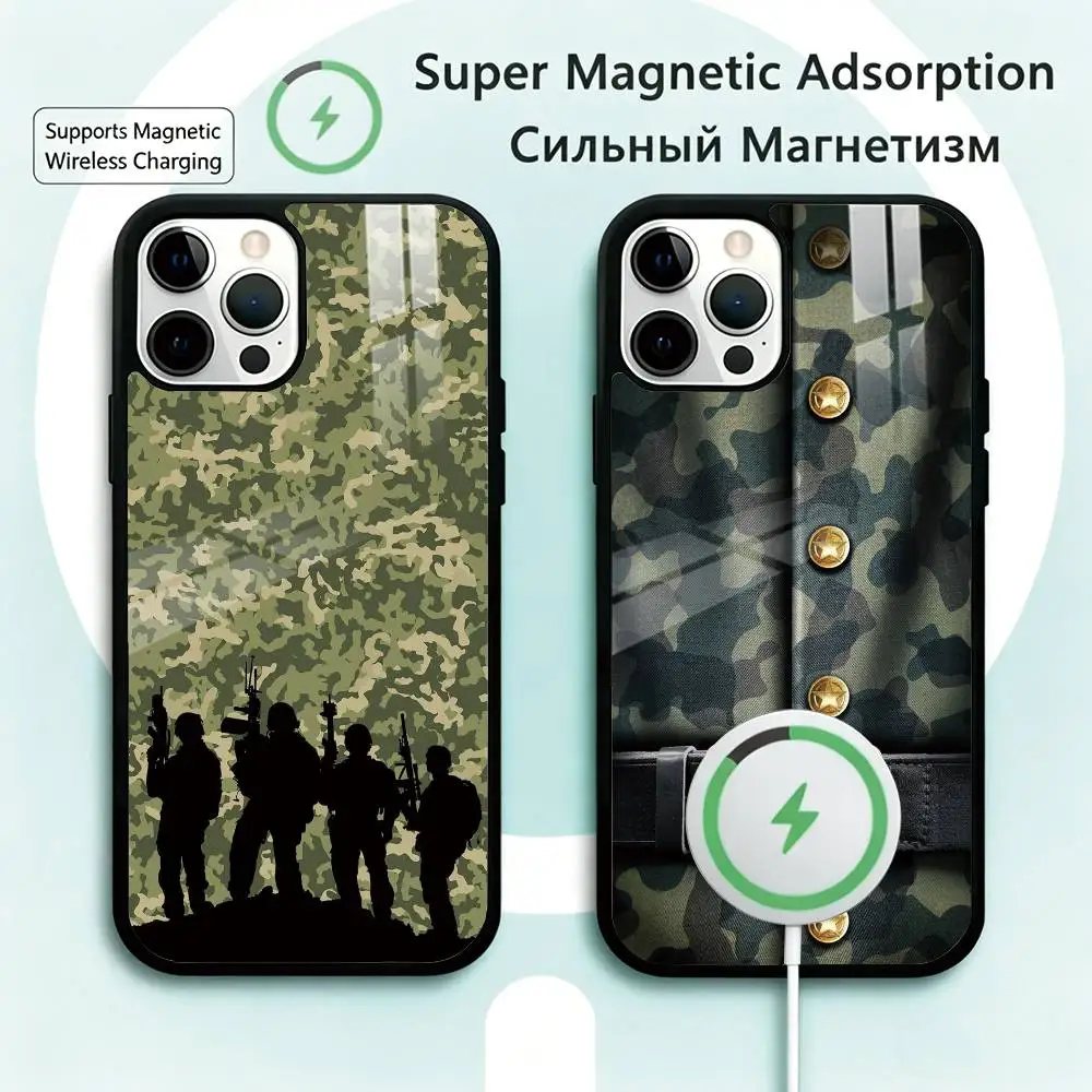

Camouflage Camo Military Army Phone Case For iPhone17,16,15,14,13,12,11 Plus,Pro Magnetic Supports Magnetic Wireless Charging