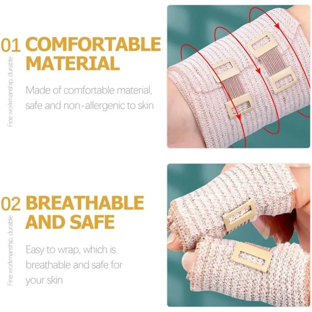 High Elasticity Elastic Bandage Wrap with Clip Closure Breathable Elastic Tendon Bandage Strong Compression High Quality