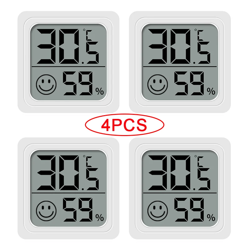 4pcs Digital Thermometer Hygrometer Indoor Mini Temperature LCD Electronic Monitor Hygrometer Outdoor Room Baby