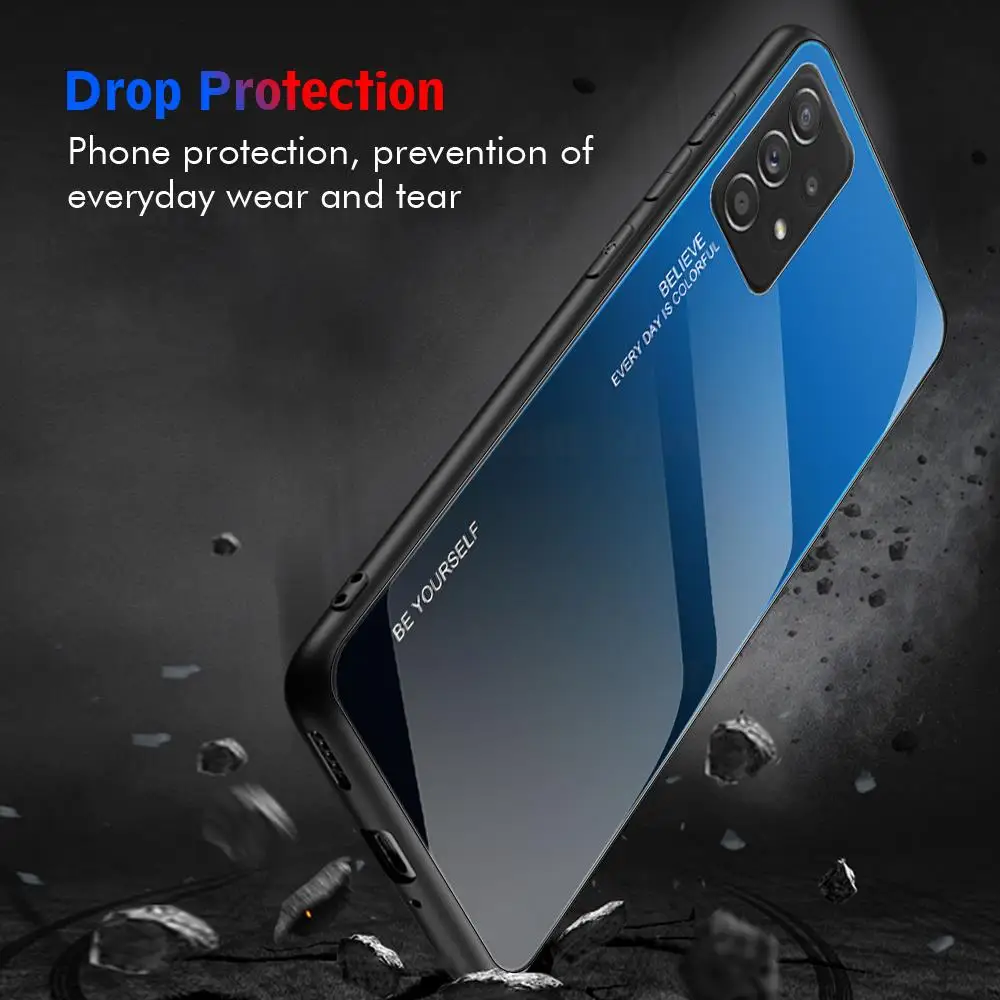 Etui ze szkła hartowanego Bumper Gradient dla Samsung Galaxy A55 A54 A53 A34 A52 A52S 5G A32 4G Obudowa ochronna Fundas