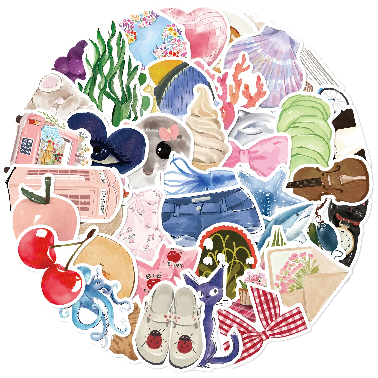 

10/50PCS Watercolor Aesthetic Graffiti Stickers Cartoon Cute Funny Decals Toy Creative DIY Water Cup Stationery Box Laptop