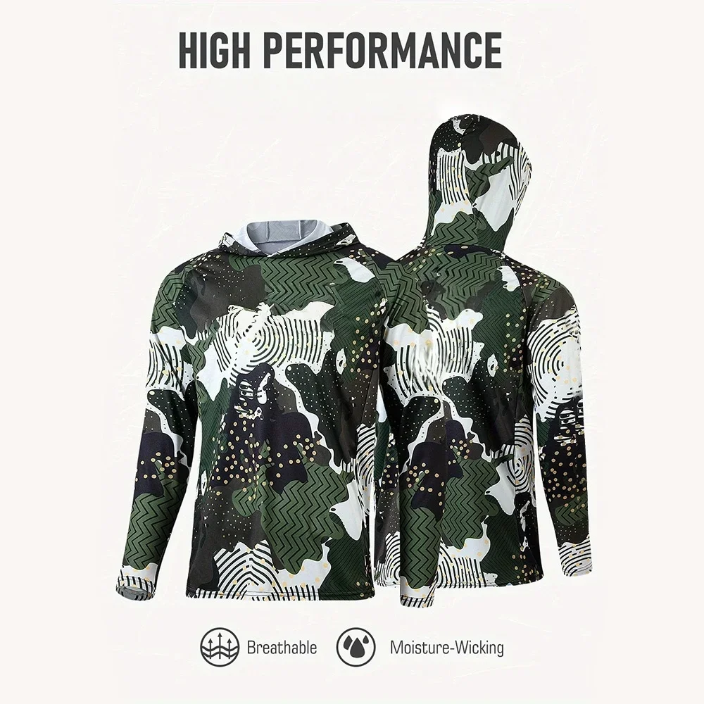 Fishing Apparel Men Hood Fishing Shirt Long Sleeve Fishing T Shirt UV Protection view 3