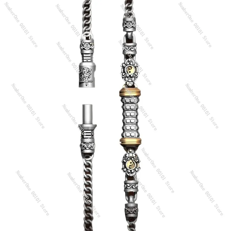 Tianji men’s bracelet,original Dao-series accessory,stress-relieving silver jewelry,trendy handmade bracelet everyday outfits
