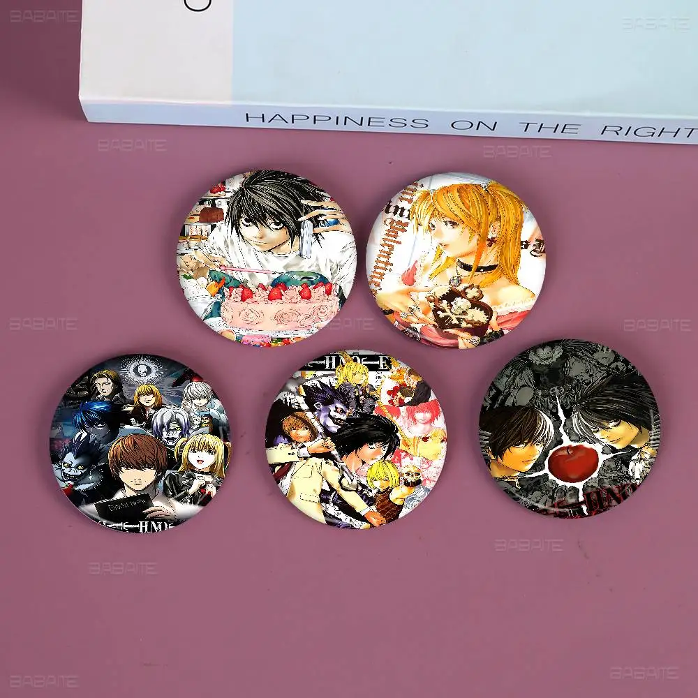 Hot Anime Death Note 32/44/58mm Handgemachte Pin Runde Lustige Snap-in Broschen Für Rucksack Kleidung zubehör Abzeichen Hut Dekoration