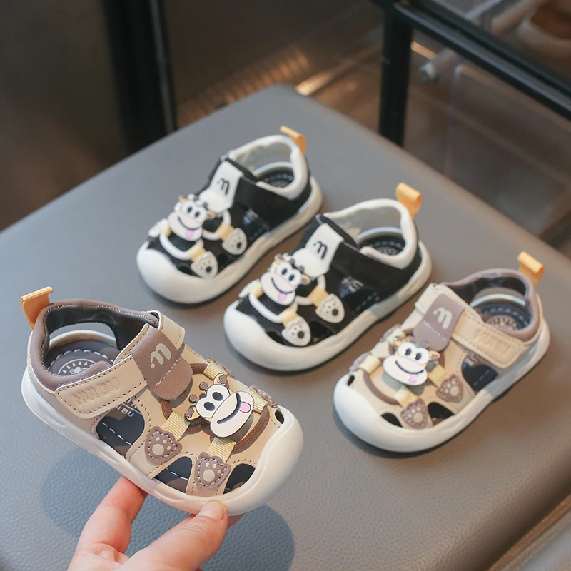 

Kids Sandals Boys Toddler Shoes 0-6 Years Khaki Cartoon Kids Casual Shoes Black Soft Non-Slip Baby Children's Sneakers Sandals