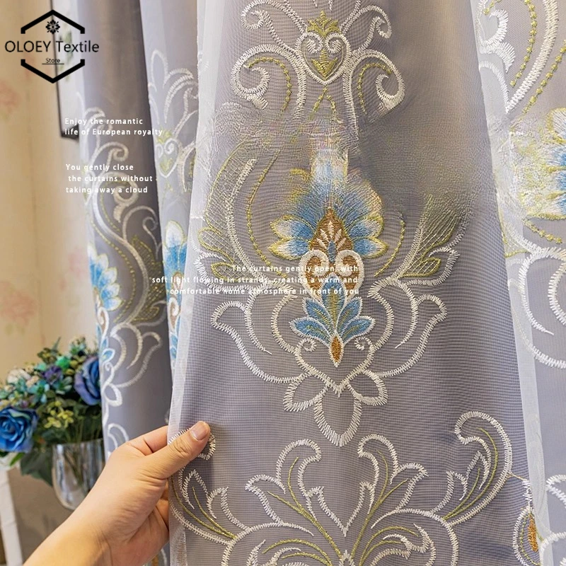 European Double Layer Curtains French Style Fully Blackout Thermal Insulation Sunproof Luxury Net New for Bedroom Living Room