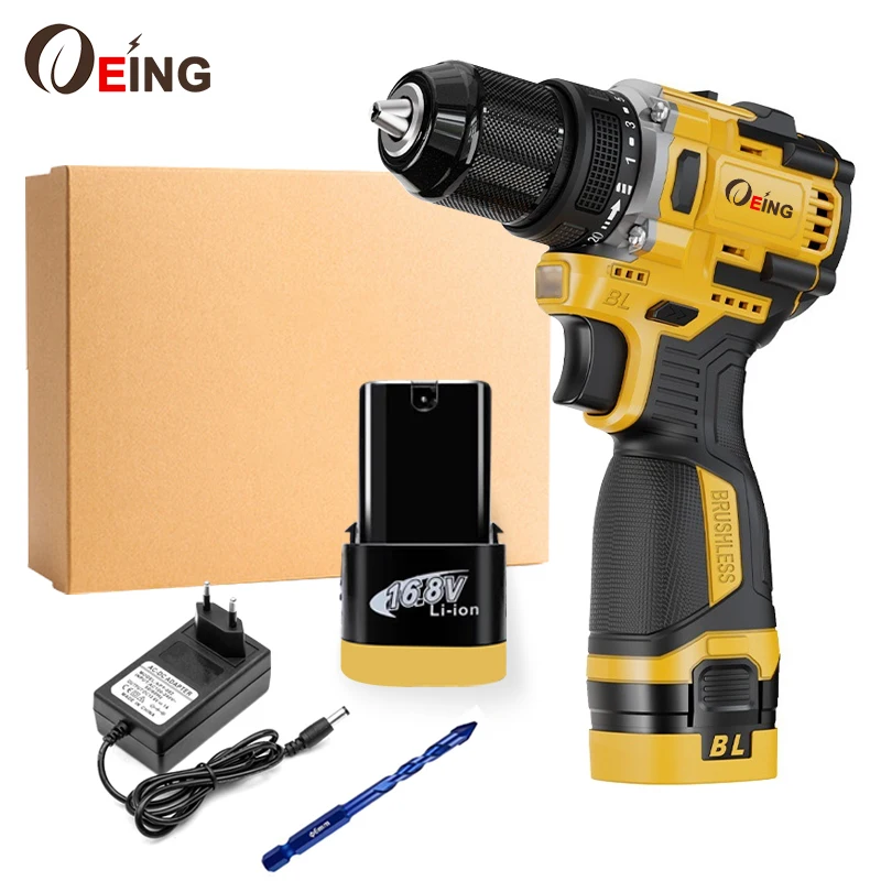 16.8V Electric Drill Cordless Screwdriver 60N.m Power Tool Brushless Motor Lithium Battery Screw Driver Hand Drill Repairing Kit