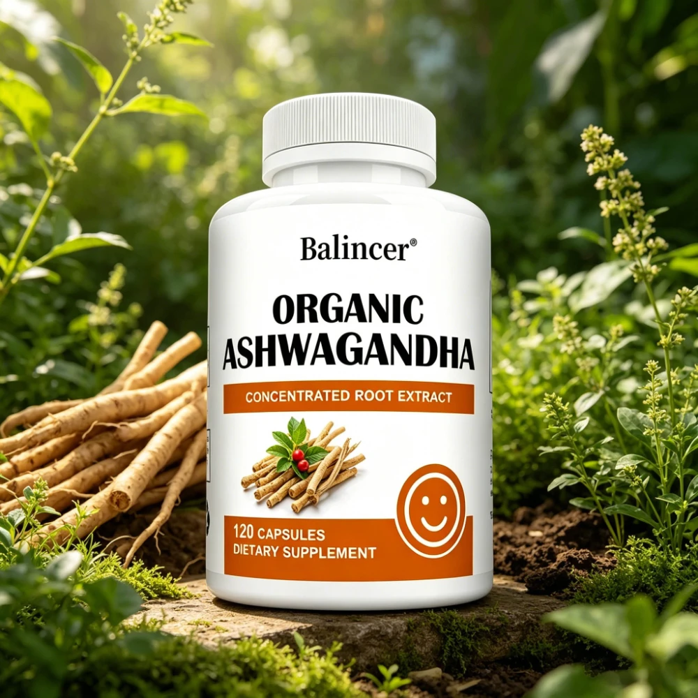 Organic Ashwagandha with Black Pepper - Stress, Mood & Energy Supplement, Immune Support, Gluten Free, Non GMO