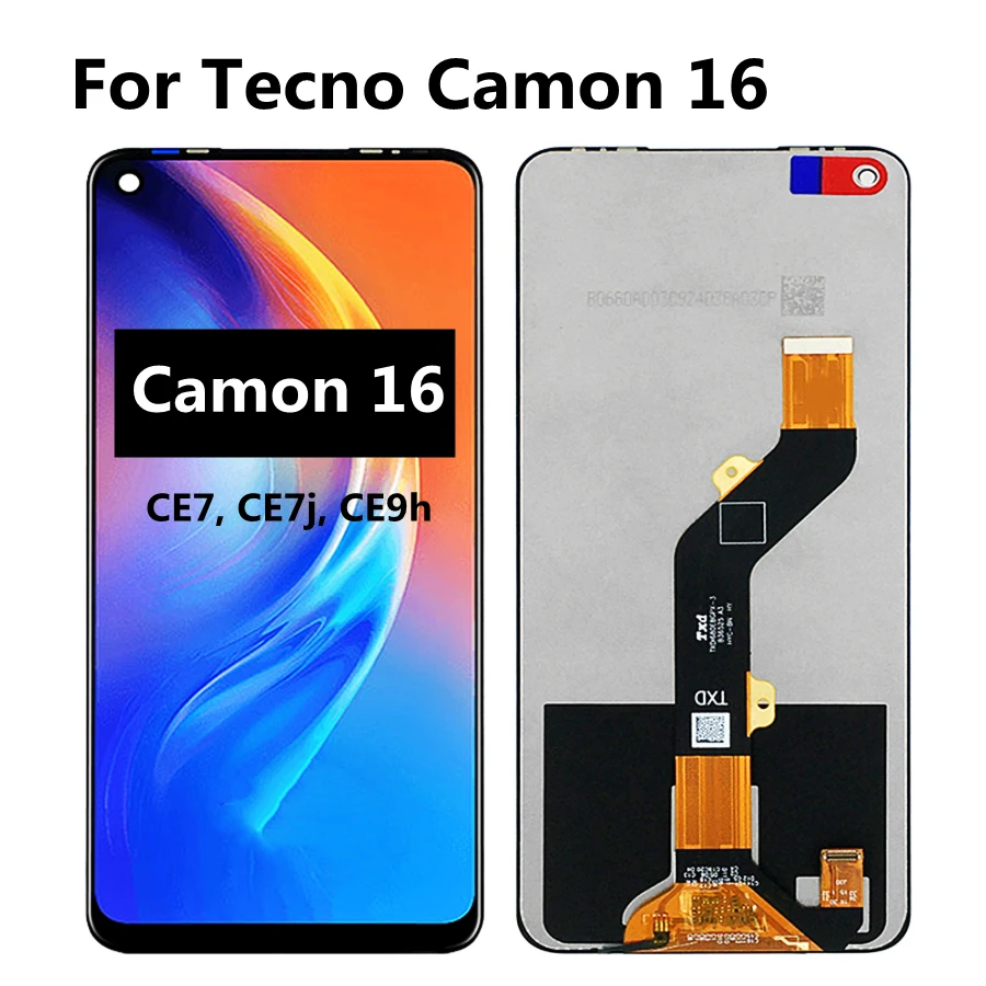 Black 6.8 inch For Tecno Camon 16 Full LCD Display Touch Screen Digitizer Assembly For Tecno Camon 16 CE7 CE7j CE9h