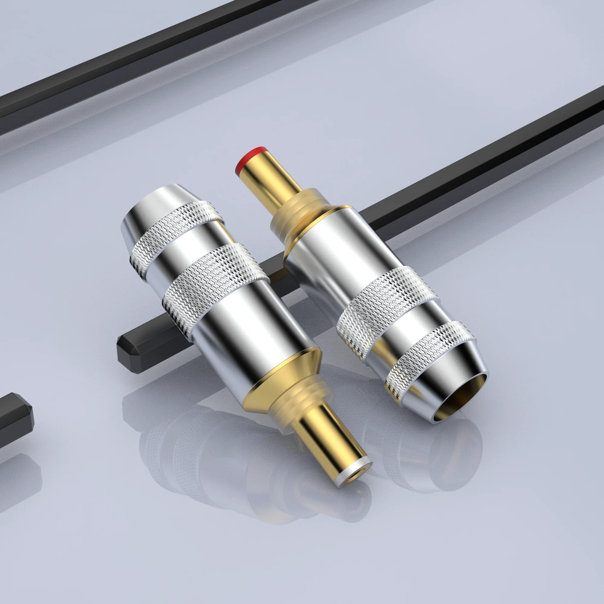 

High Quality Audiocrast 24K Gold Plated DC Power Plug 5.5mmx2.5mm/2.1mm Connector for Hi End Audio Grade HIFI DC2.5 DC2.1 Plug