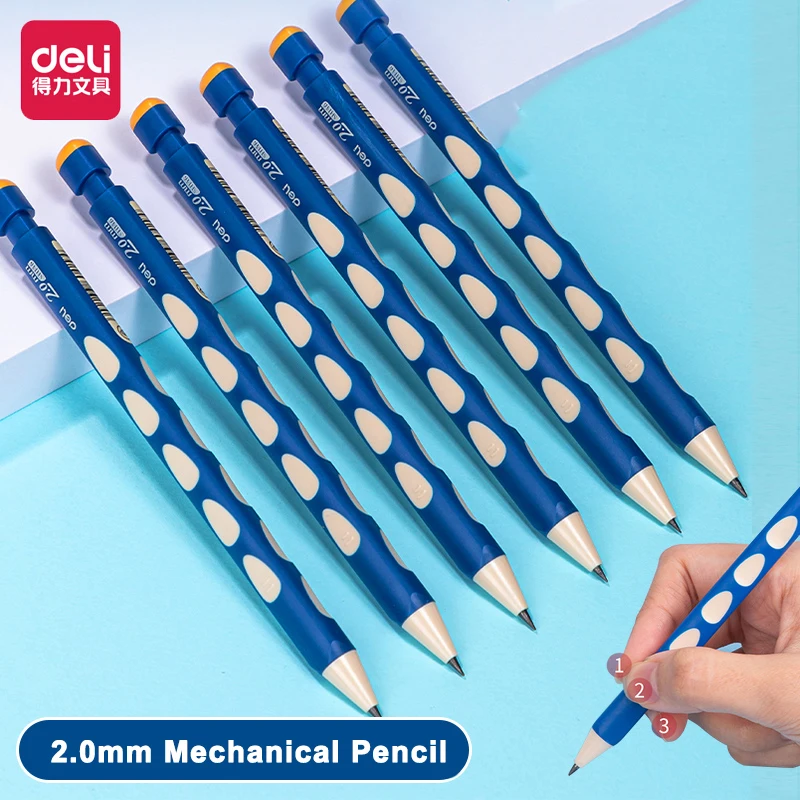 1pcs Deli 2.0 Hole and Posture Mechanical Pencil for Student Only Enlightenment Writing HB Bold Lead Core Anti Breakage Core