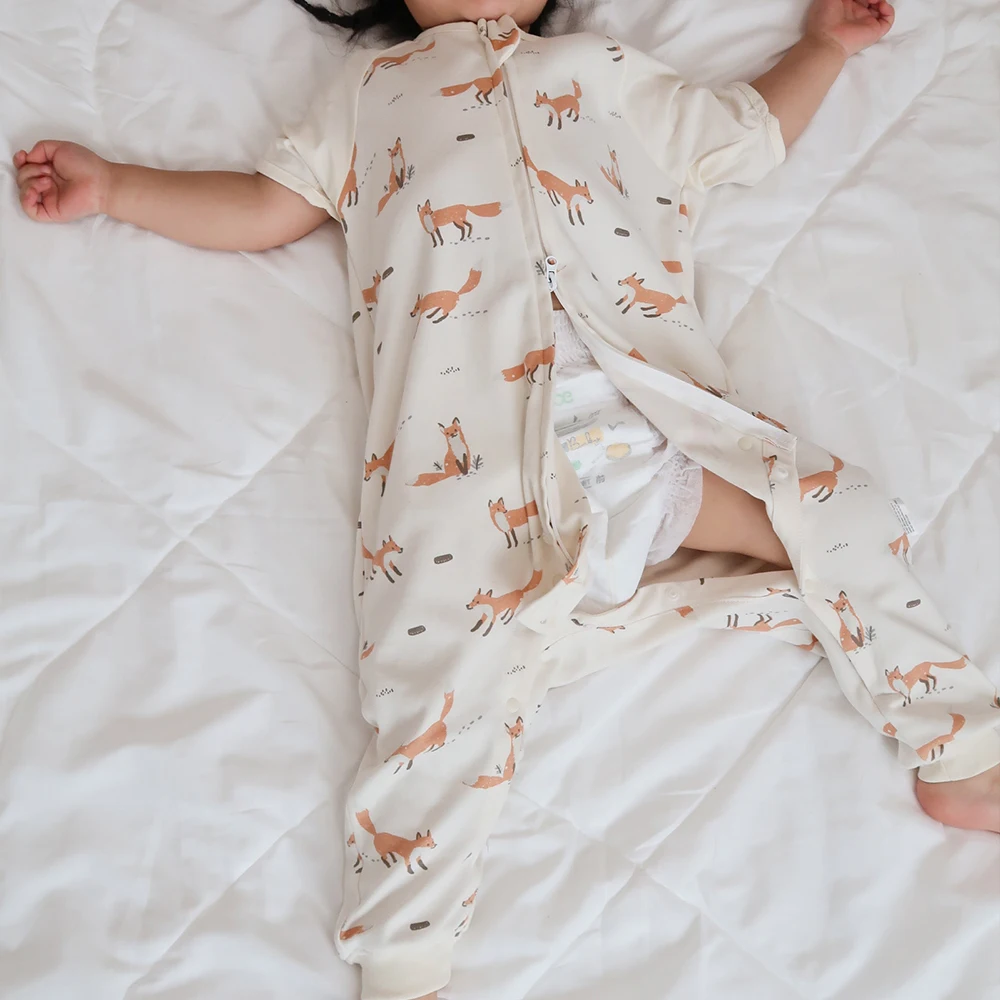 Children\'S Pajamas Summer Thin Blanket Sleeper Split Legs Pajamas Girl From 1To4 Years Old Kids Sleepwear Easy Changing Diapers