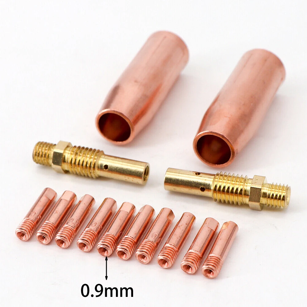 14Pcs MIG Welding Kit For 100L Contact Tip Gas Diffuer Nozzle Thread 0.6mm-1.2mm Tips Welding Torch Consumable Soldering Tool