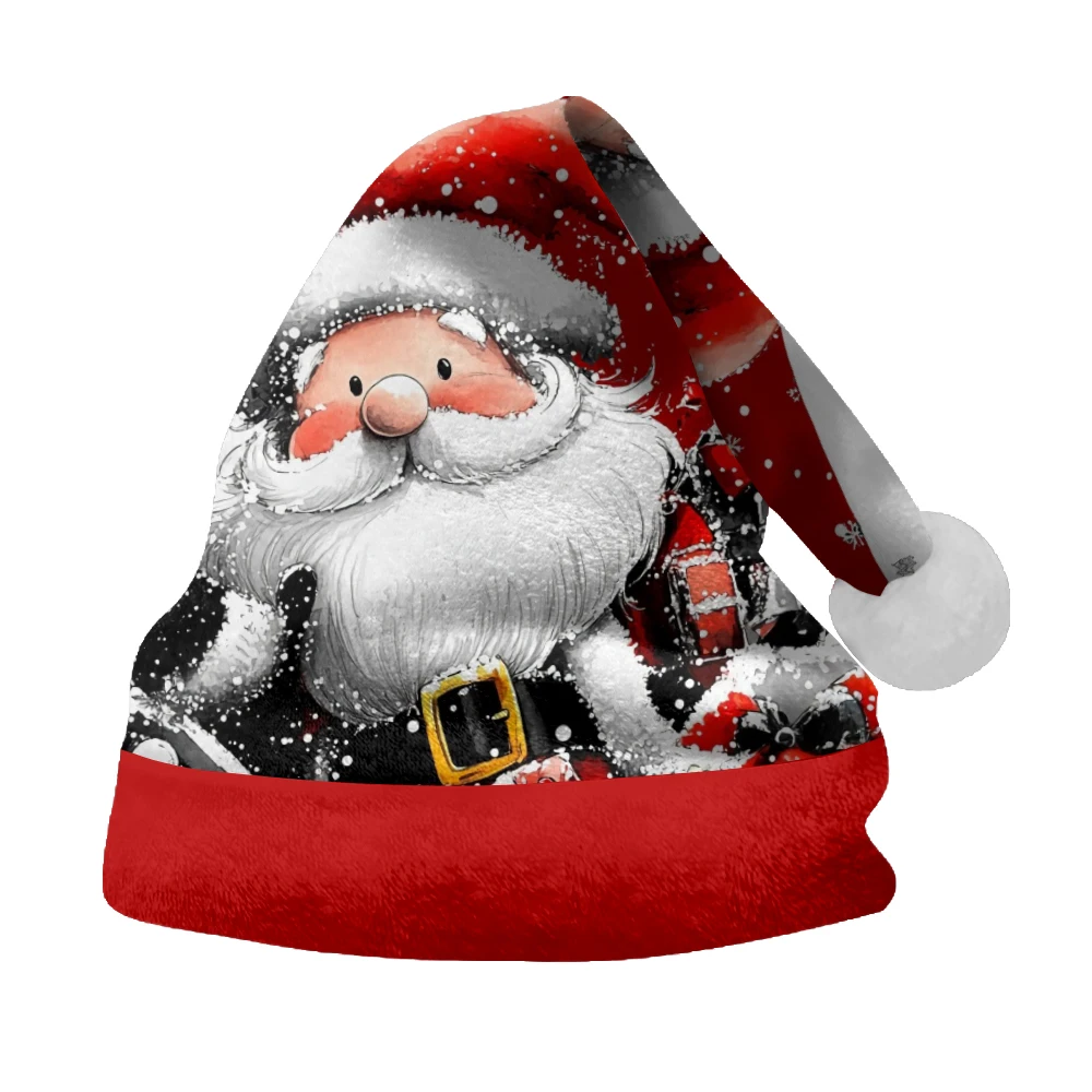 Fashionable winter Christmas hat, red cute Santa Claus print party, daily warm and comfortable