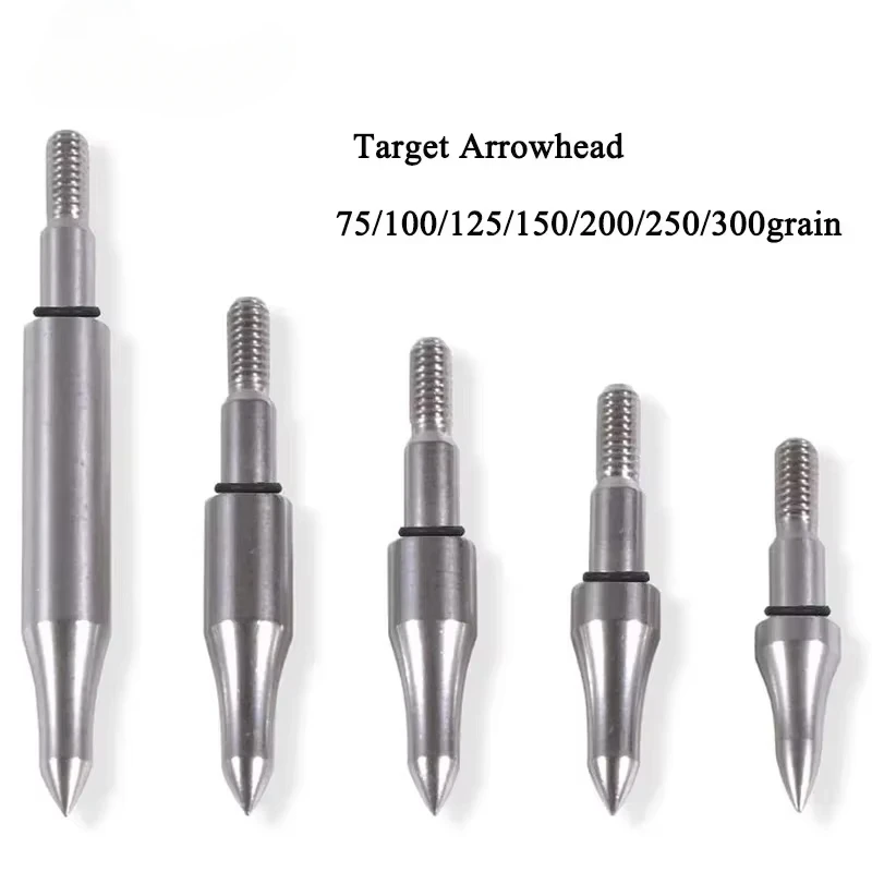 アーチェリー用のステンレス鋼の矢じり,丸いリング付きの矢じり,狩猟用アクセサリー,75, 100, 125, 150, 200, 250, 300g, 6個,12個