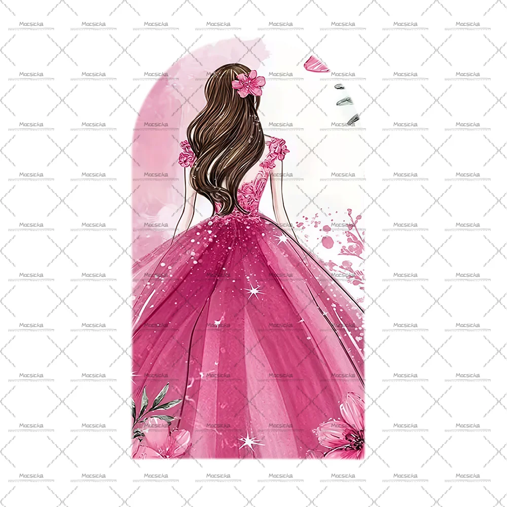 Custom 2-Sided Quinceanera Princess Dress Sweet Birthday Party Baby Shower Covers Arch Decor Backdrop Photo Elastic Fabric