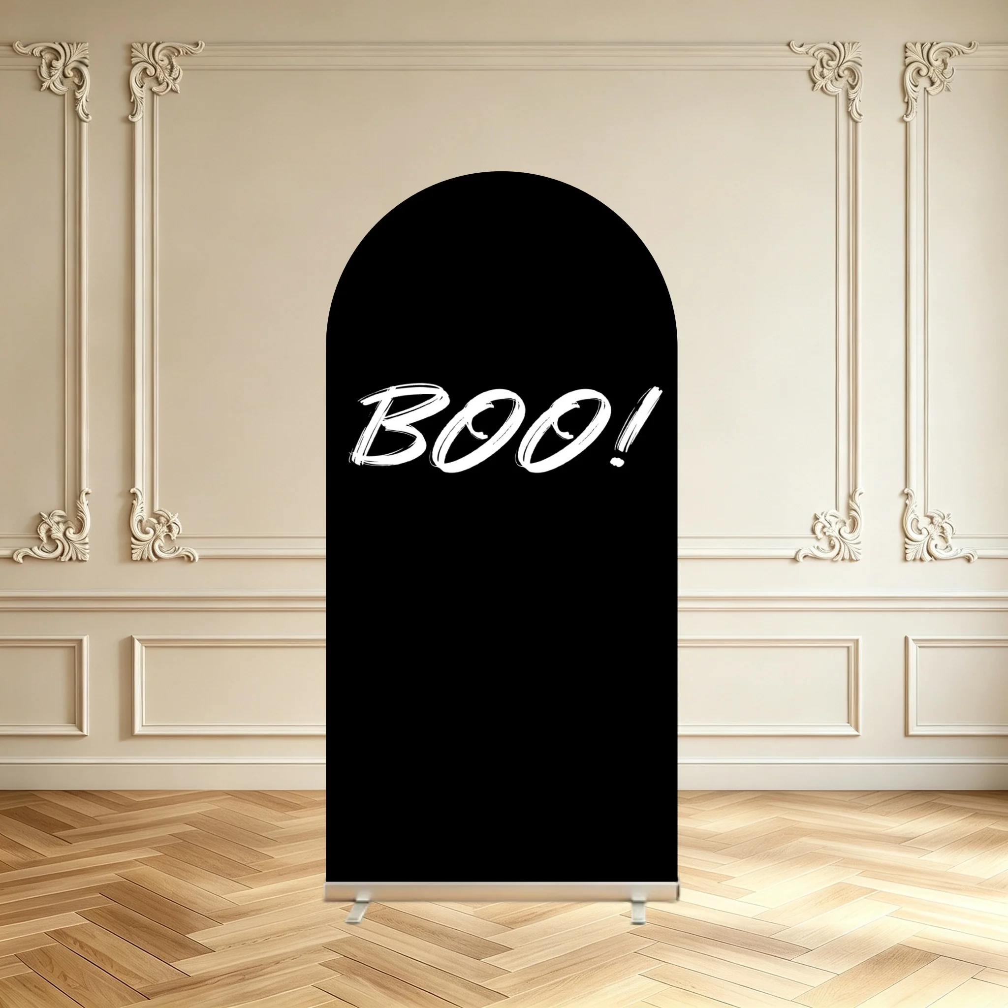 Halloween Arch Cover Backdrop Solid Black White Bat Ghost Face Halloween Party Decoration Double Sided Arch Cover Background