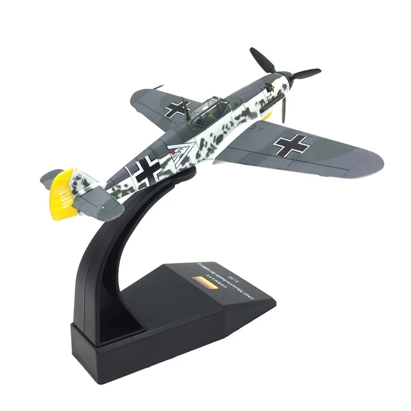 Odlewany model samolotu ze stopu 1:72 Bf109 niemiecka symulacja Wwii stopowy model samolotu myśliwskiego kolekcja wnętrz prezent świąteczny