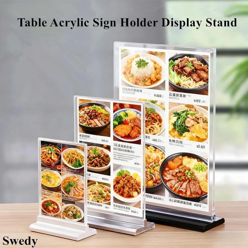 A5 148X210MM Double Sided Table Number Menu Card Paper Holder Plastic Sign Holder Display Stand Acrylic Picture Poster Frames