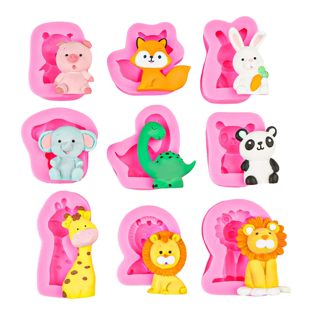 

9- шт., силиконовая форма для выпечки с животными, ручная работа, конфеты, желе, мыло, шоколадное помадка, мороженое, торт, сделай сам, декор, 3D поднос для цветов, инструменты для выпечки