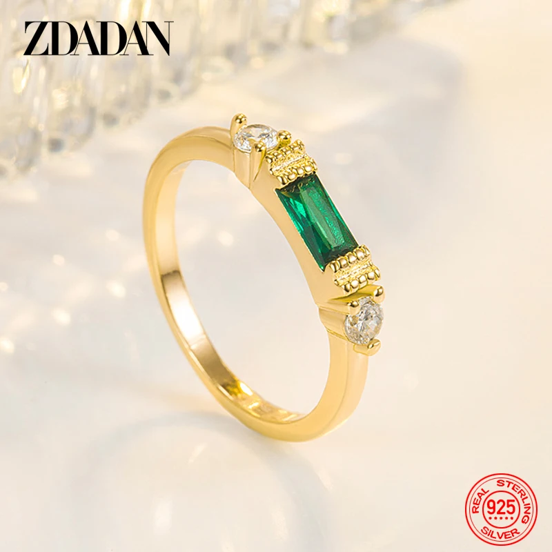ZDADAN 925 Sterling Silver Rose Gold Red Zircon Ring For Women Fashion Jewelry Accessories Gift - view 2