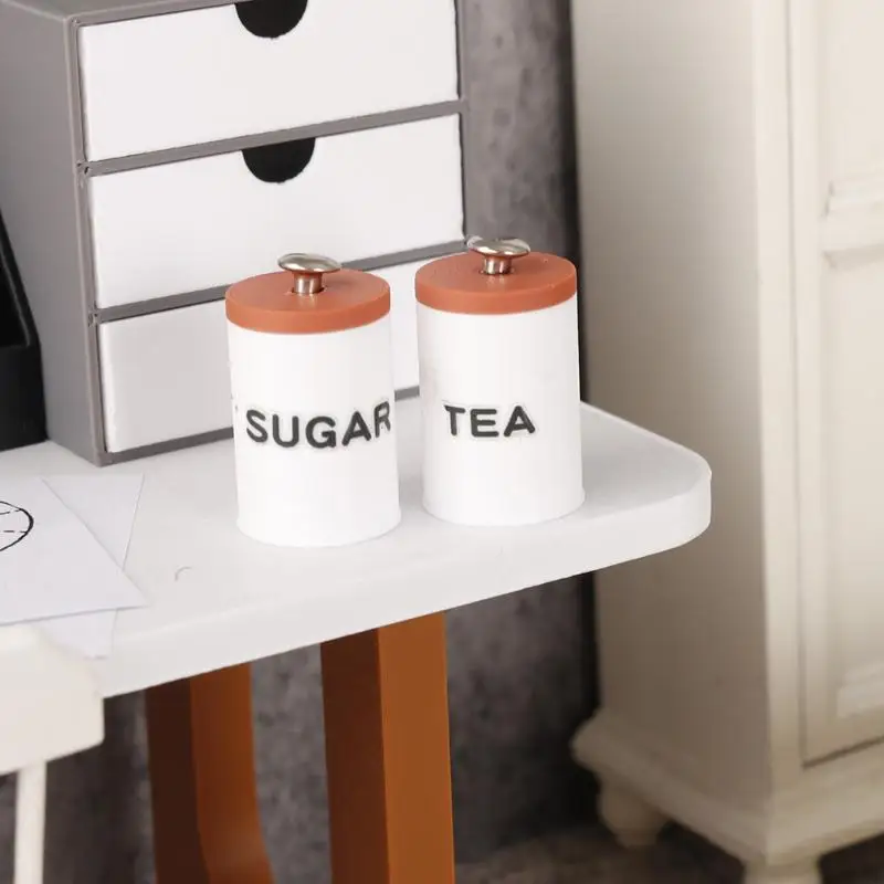 3Pcs 1/12 Mini Storage Jar Set Tea Coffee Sugar Spice Container Dollhouse Kitchen Organizer Decor