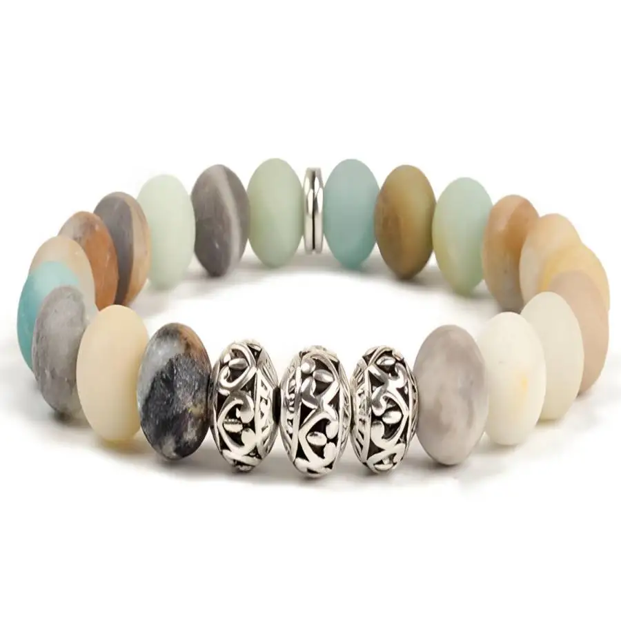 

8mm Amazonite Stone Beads Bracelet 7.5 inches Gemstone zazen Bodhi Buddha Sacred Chaplet Bead Japa Prayer Spiritual Stone Zen