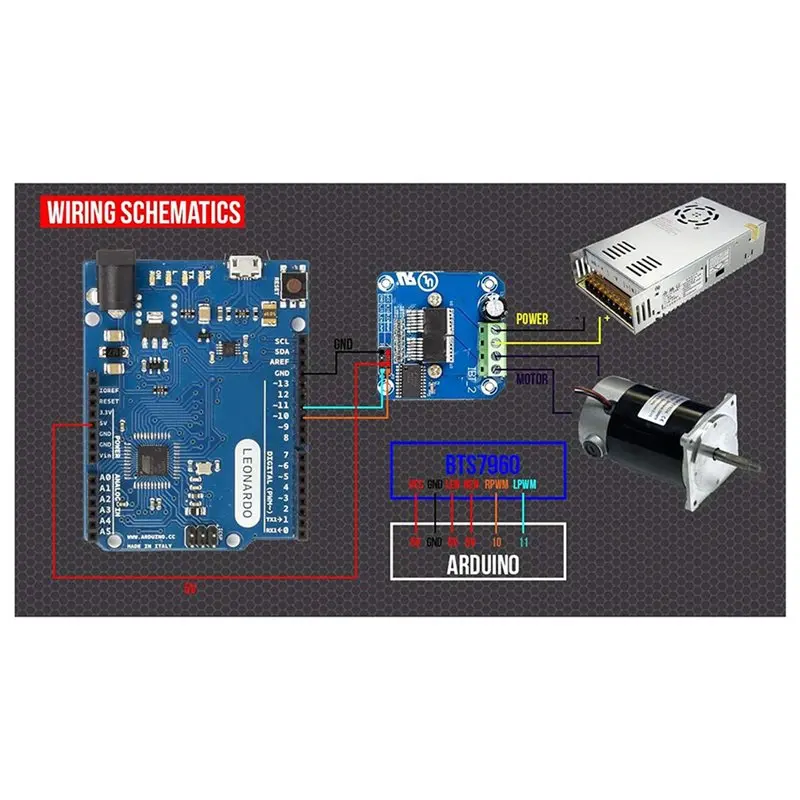 DTEN-8-Pack BTS7960 43A H-Bridge Motor Driver - High-Power DC Motor Controller With Current Limiting/Overheat Protection