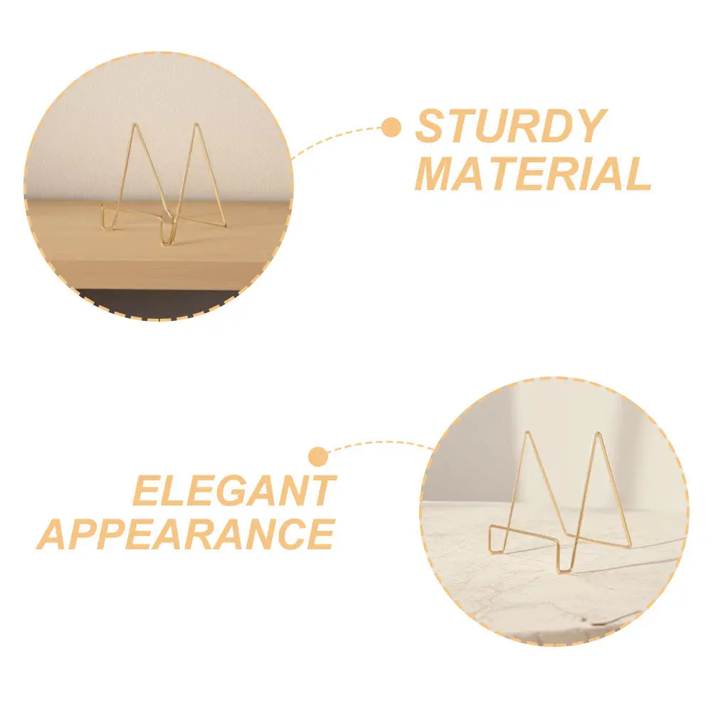2Pcs Gold Metal Display Stand Heavy Duty Plate Holder Easel Multi-Use for Cookbooks Picture Frames Decorative Plates