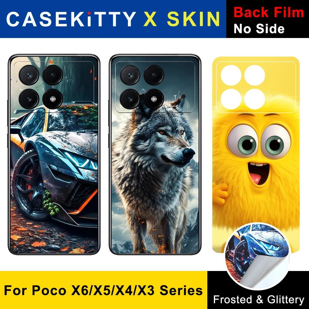 CASEKiTTY Skin For Poco X6 Pro Sticker Xiaomi Poco X5 Pro 5G Back Film X4 GT X3 NFC Protective Decal Wrap Back Screen Protector