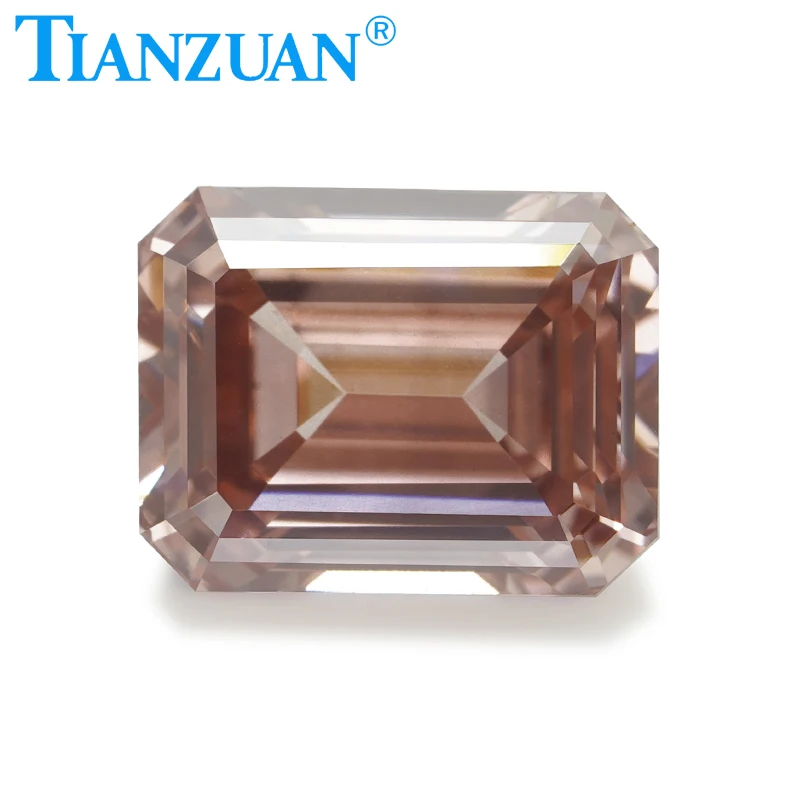 Lab Grown Diamond CVD Emerald Cut Fancy Brownish Pink Color 1.098CT VS1 2EX Loose Gemstone Bead with GEMID Certified