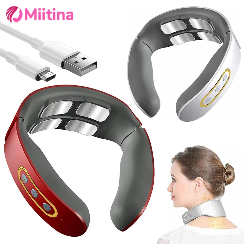 

6-режимный умный массажер для шеи и спины, устройство для облегчения плеч, шейного отдела позвоночника, мышц, здравоохранения, портативный импульсный массажер для шеи