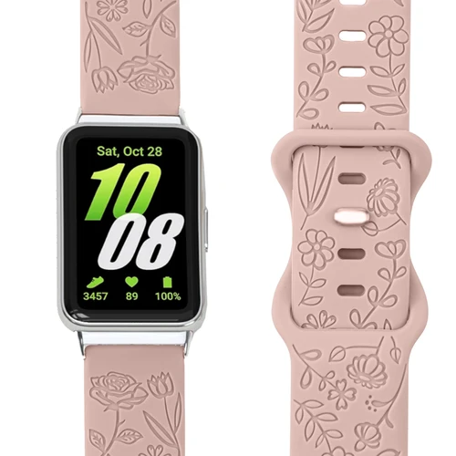 Imagen 1 del producto Correa con diseño estampado para Samsung Galaxy Fit 3, pulsera de silicona con grabado para Samsung Galaxy Fit3, pulsera Floral