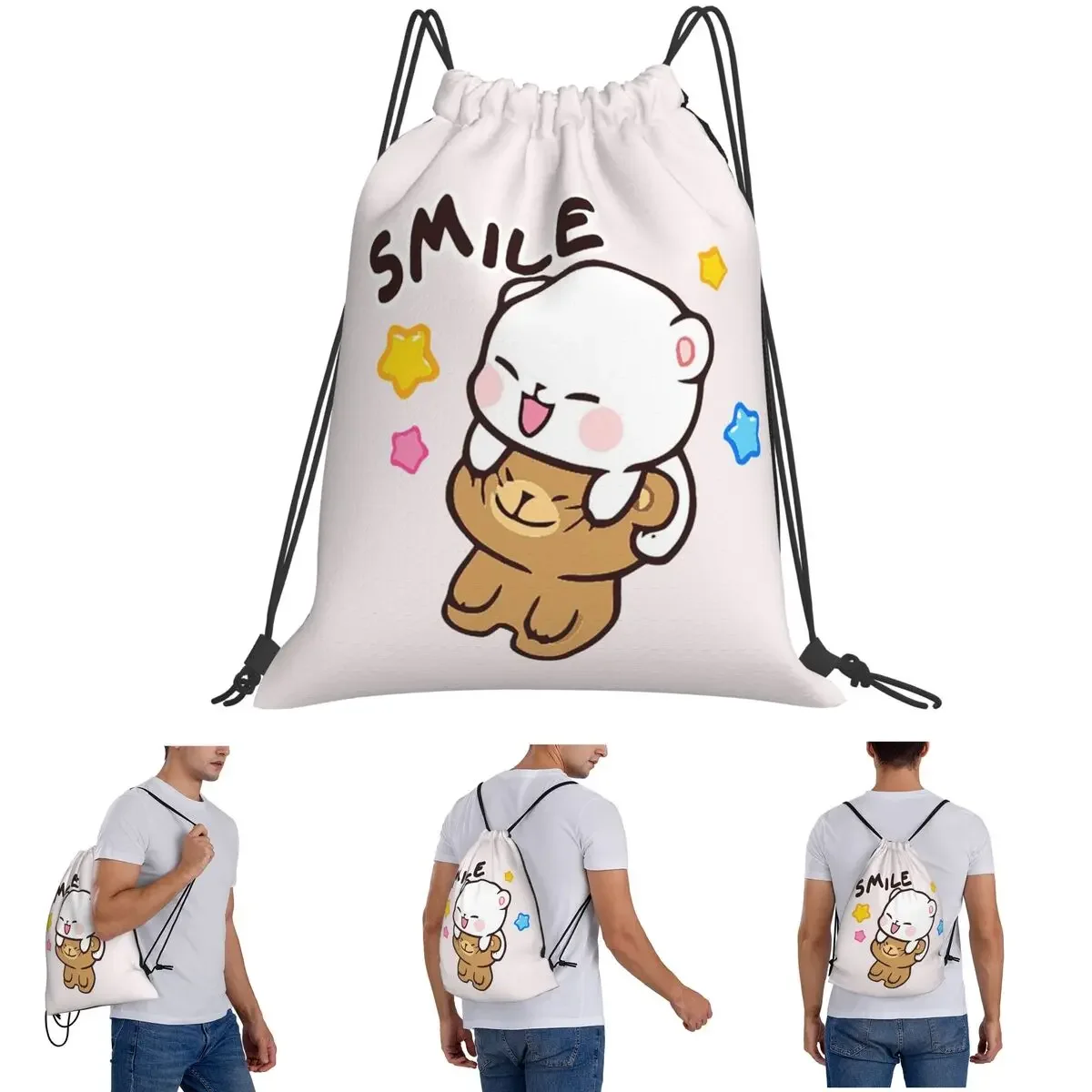 

Рюкзаки с воздушными шарами персикового цвета и гома Бубу Дуду, модные портативные рюкзаки на шнурке, карманные спортивные сумки, сумки для книг для мужчин, женщин, студентов